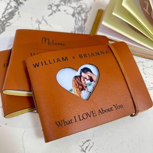 50 Fill-in-blank What I LOVE About You Leather Journal, Personalized Gift for Couple, Christmas Gifts for Husband, Boyfriend,Wife,Girlfriend