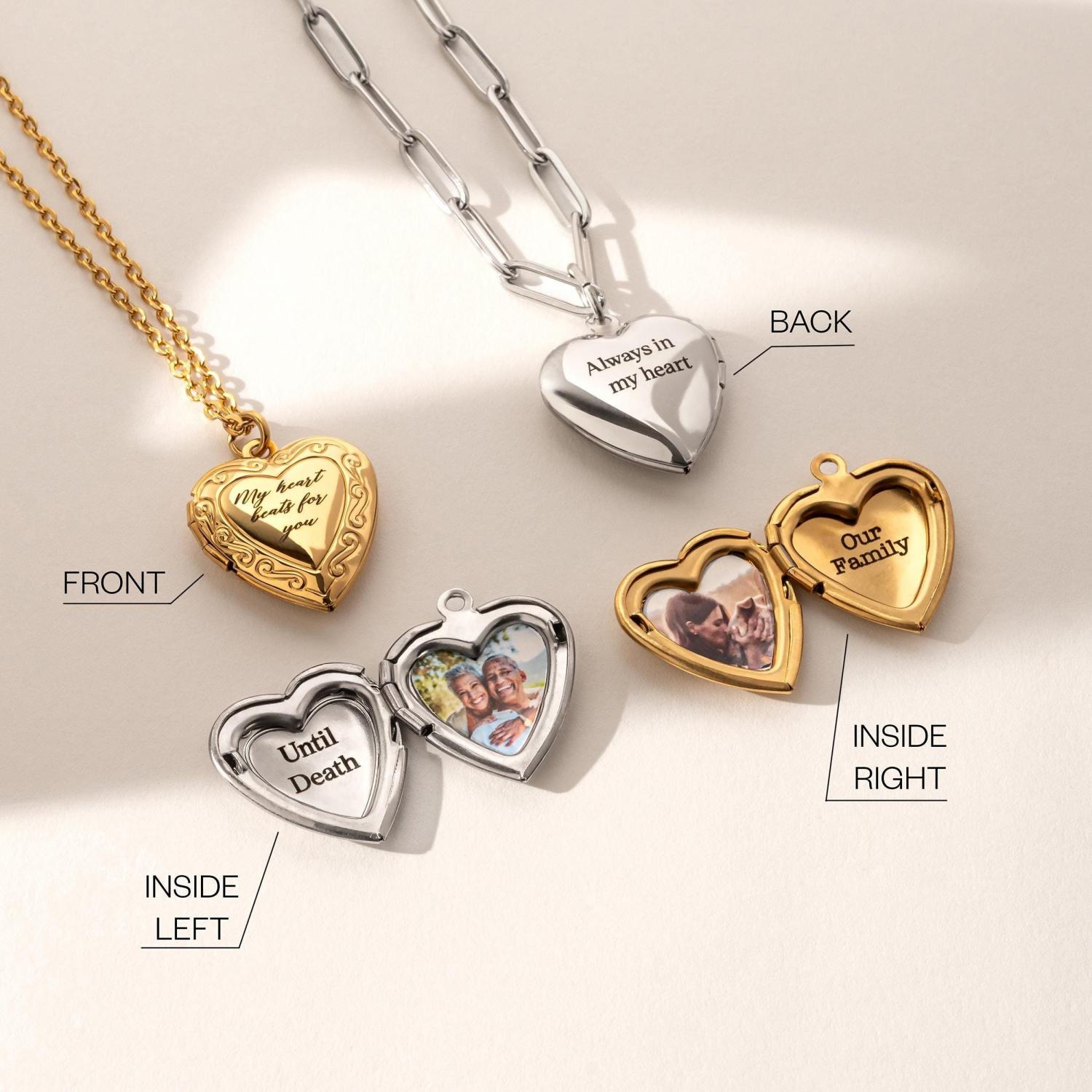 Heart Locket Necklace with Photo, Big Heart Locket, Vintage Locket Necklace, Sibling, Best Friend, Personalized gift for her, Perfect Gift