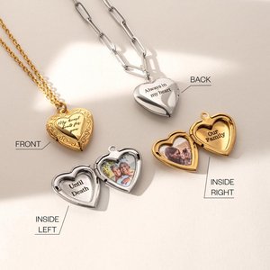 Heart Locket Necklace with Photo, Big Heart Locket, Vintage Locket Necklace, Sibling, Best Friend, Personalized gift for her, Perfect Gift