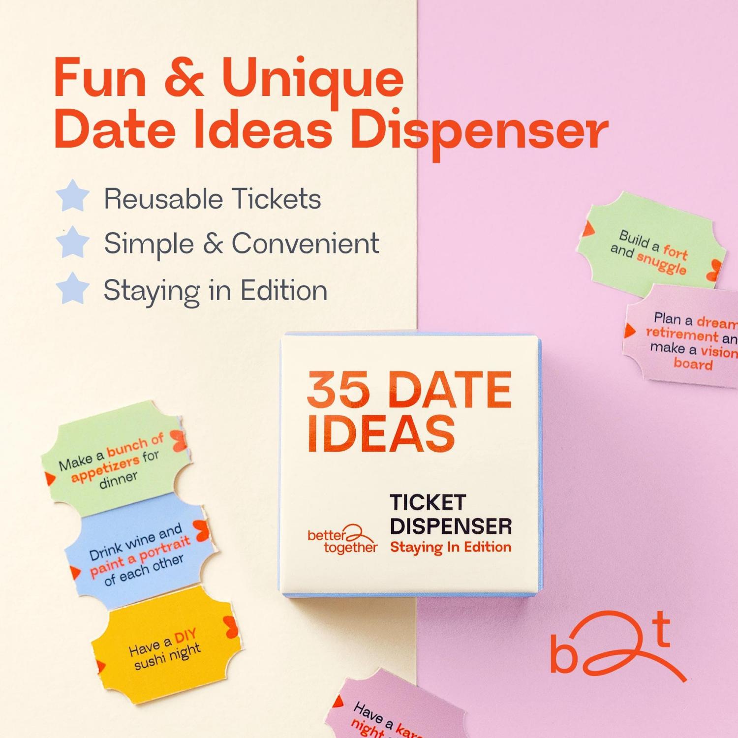 35 Couples Date Night Ideas Tickets – Romantic Gifts for Boyfriend Husband Wife – Gift for Birthday Valentines Day (Stay-in Edition)