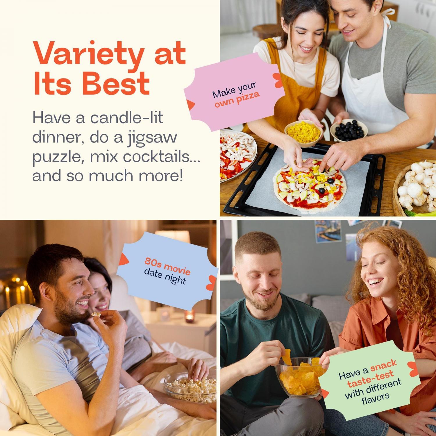 35 Couples Date Night Ideas Tickets – Romantic Gifts for Boyfriend Husband Wife – Gift for Birthday Valentines Day (Stay-in Edition)