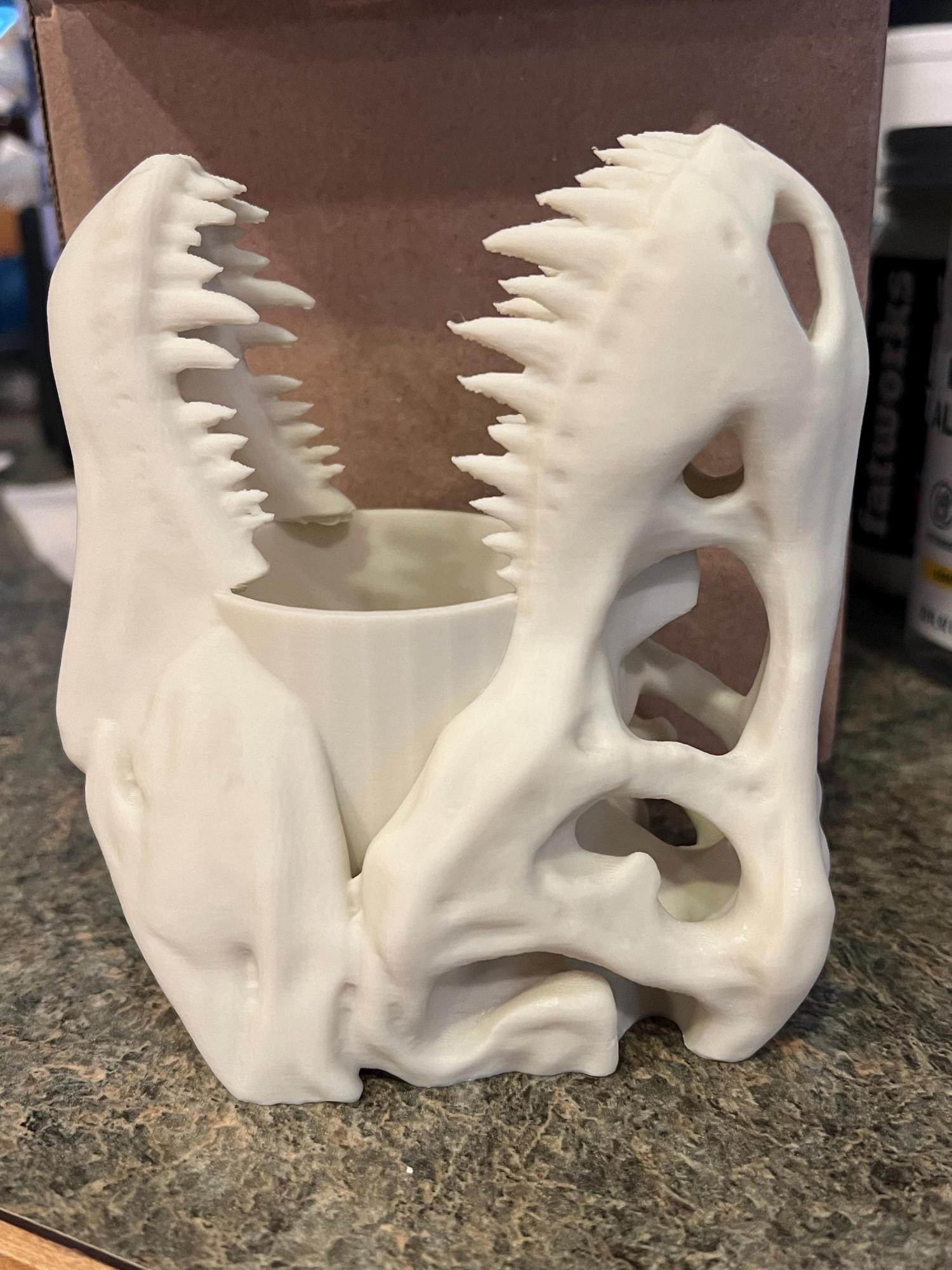 3D Printed T-Rex Skull Desk Organizer: Dinosaur Lover Gift
