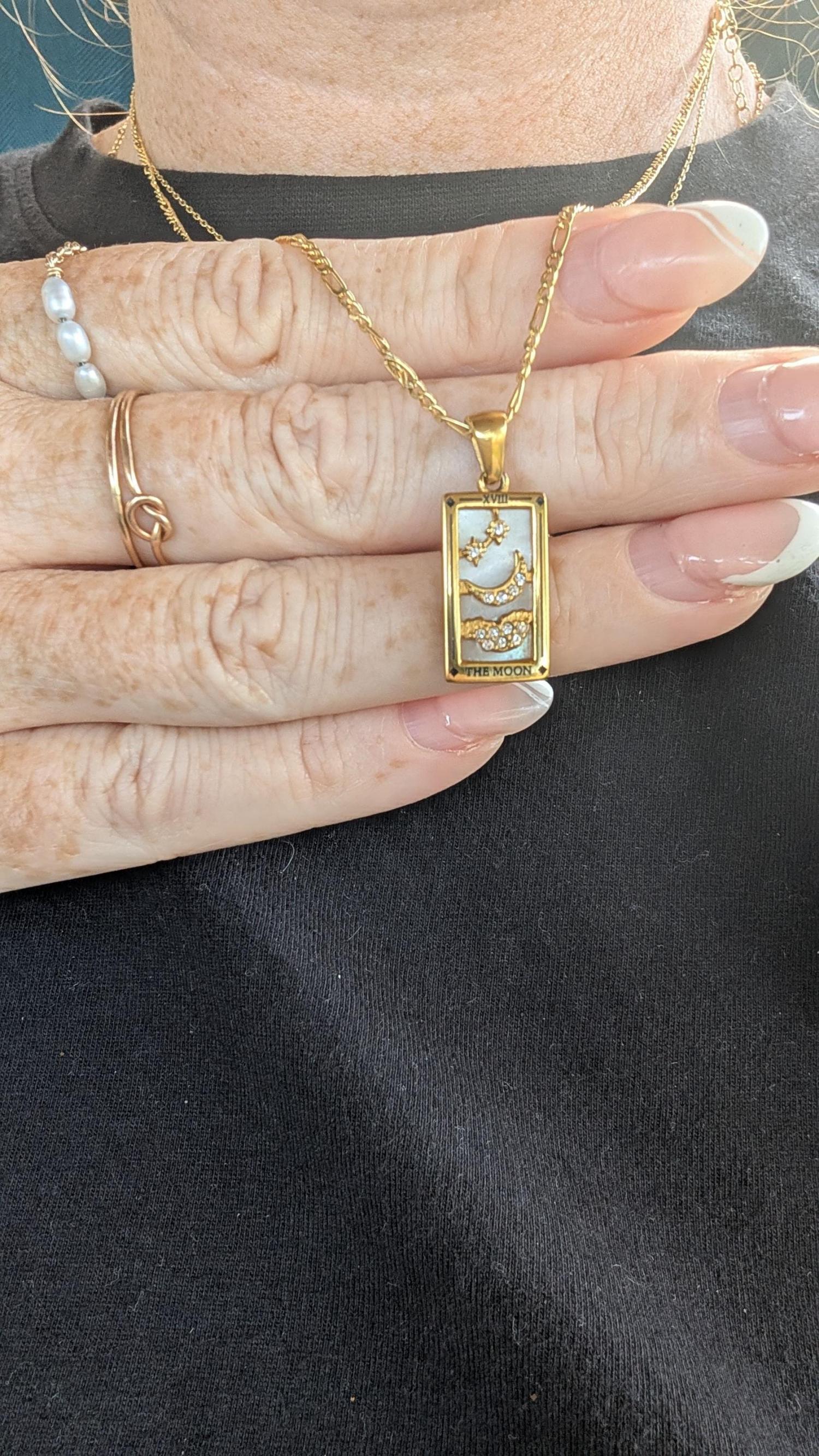 Tarot Card Necklace, Gold or Silver Tarot Pendant, Spiritual Jewelry, The Lovers, The Sun, Magician Gift, Witchy Necklace, Tarot Star Charm