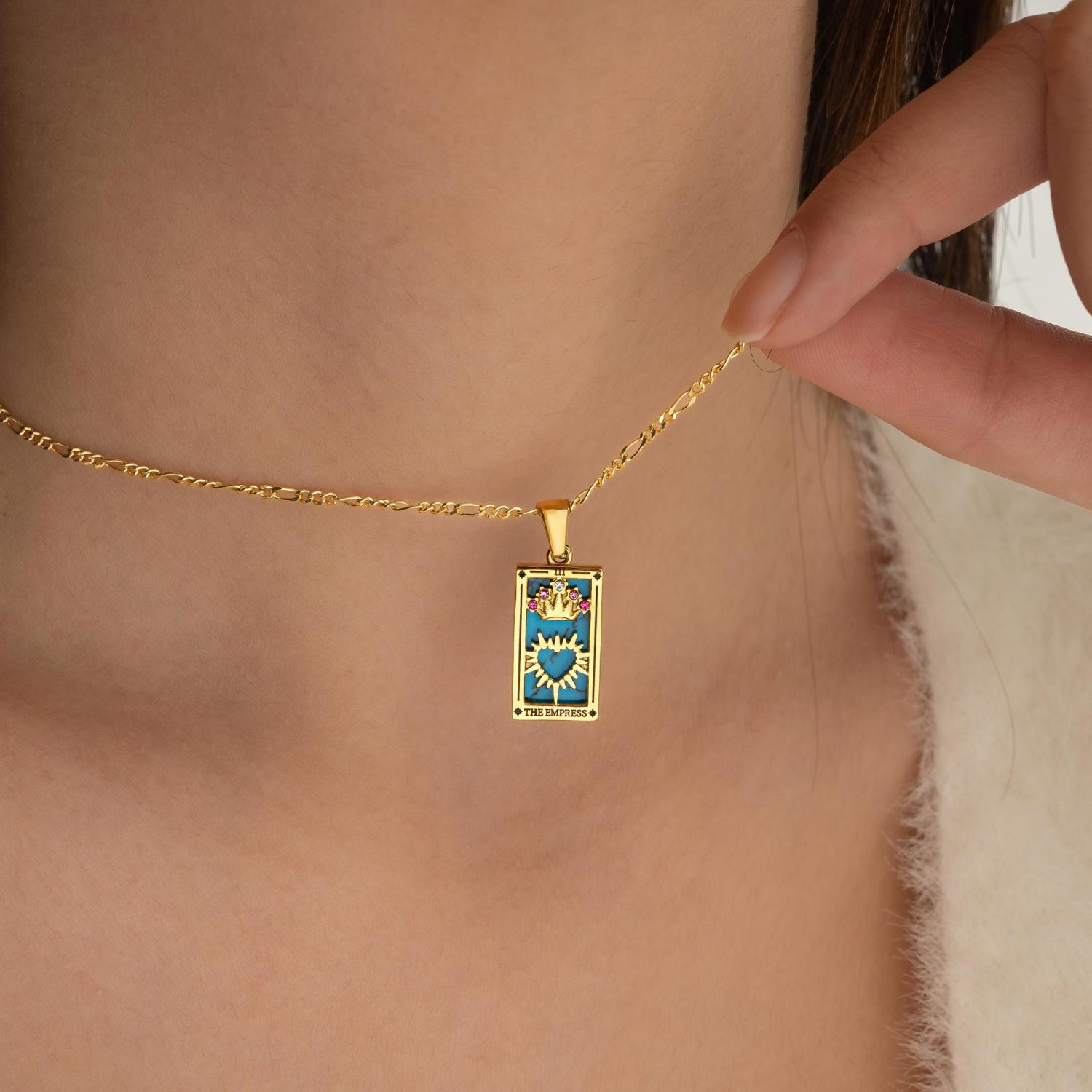 Tarot Card Necklace, Gold or Silver Tarot Pendant, Spiritual Jewelry, The Lovers, The Sun, Magician Gift, Witchy Necklace, Tarot Star Charm