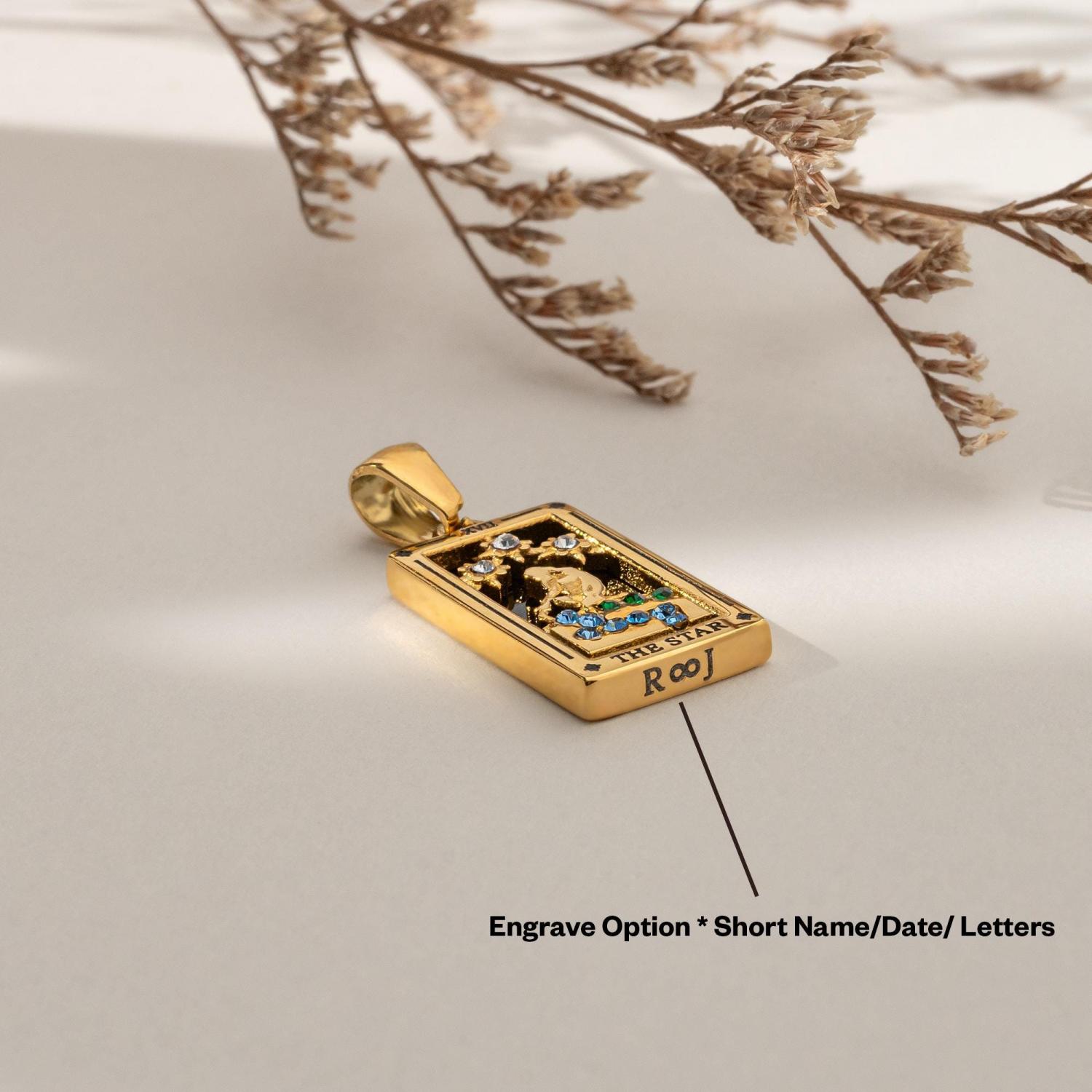 Tarot Card Necklace, Gold or Silver Tarot Pendant, Spiritual Jewelry, The Lovers, The Sun, Magician Gift, Witchy Necklace, Tarot Star Charm