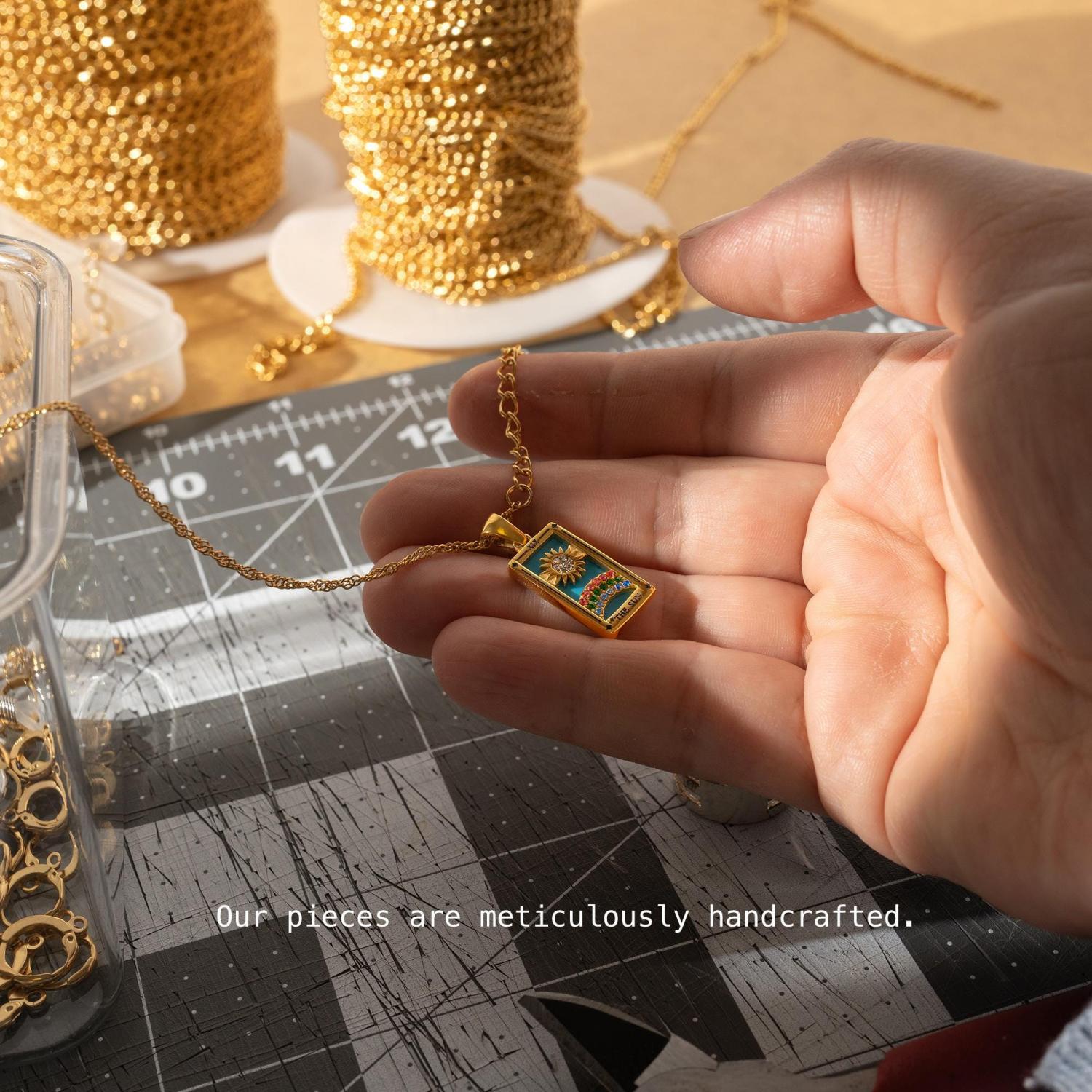 Tarot Card Necklace, Gold or Silver Tarot Pendant, Spiritual Jewelry, The Lovers, The Sun, Magician Gift, Witchy Necklace, Tarot Star Charm