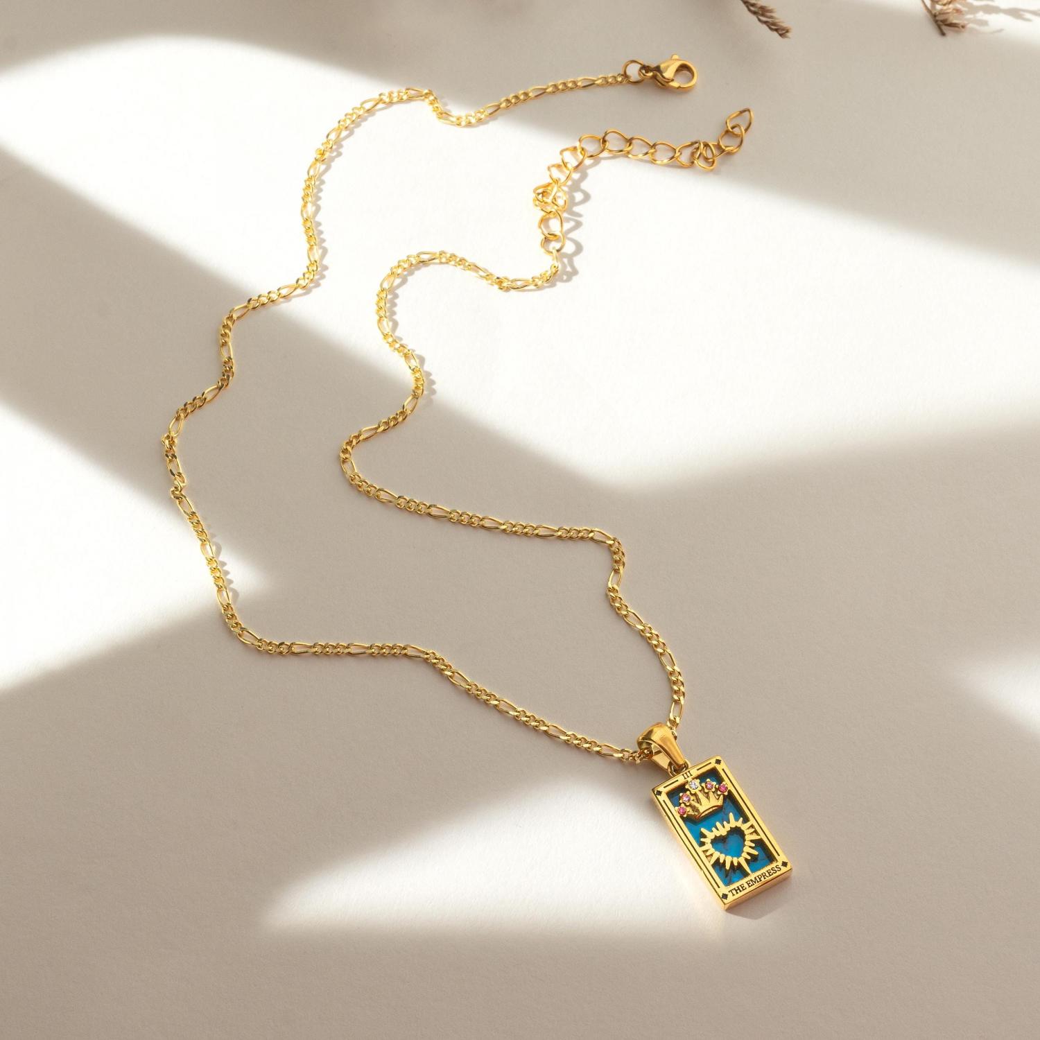 Tarot Card Necklace, Gold or Silver Tarot Pendant, Spiritual Jewelry, The Lovers, The Sun, Magician Gift, Witchy Necklace, Tarot Star Charm