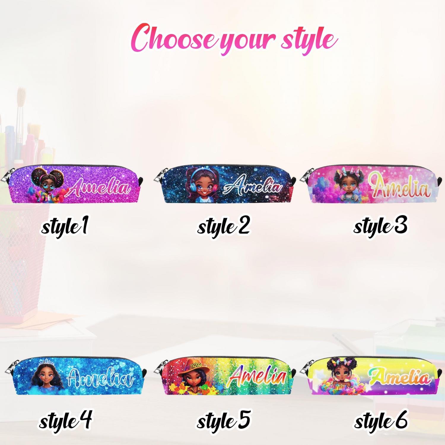 Personalized Afro Black Girl Backpack Set: Custom Name School Bag & Lunch Bag