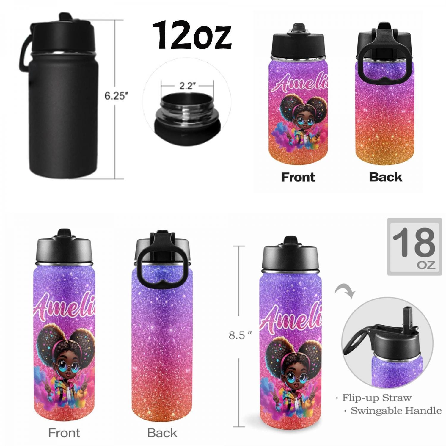 Personalized Afro Black Girl Backpack Set: Custom Name School Bag & Lunch Bag