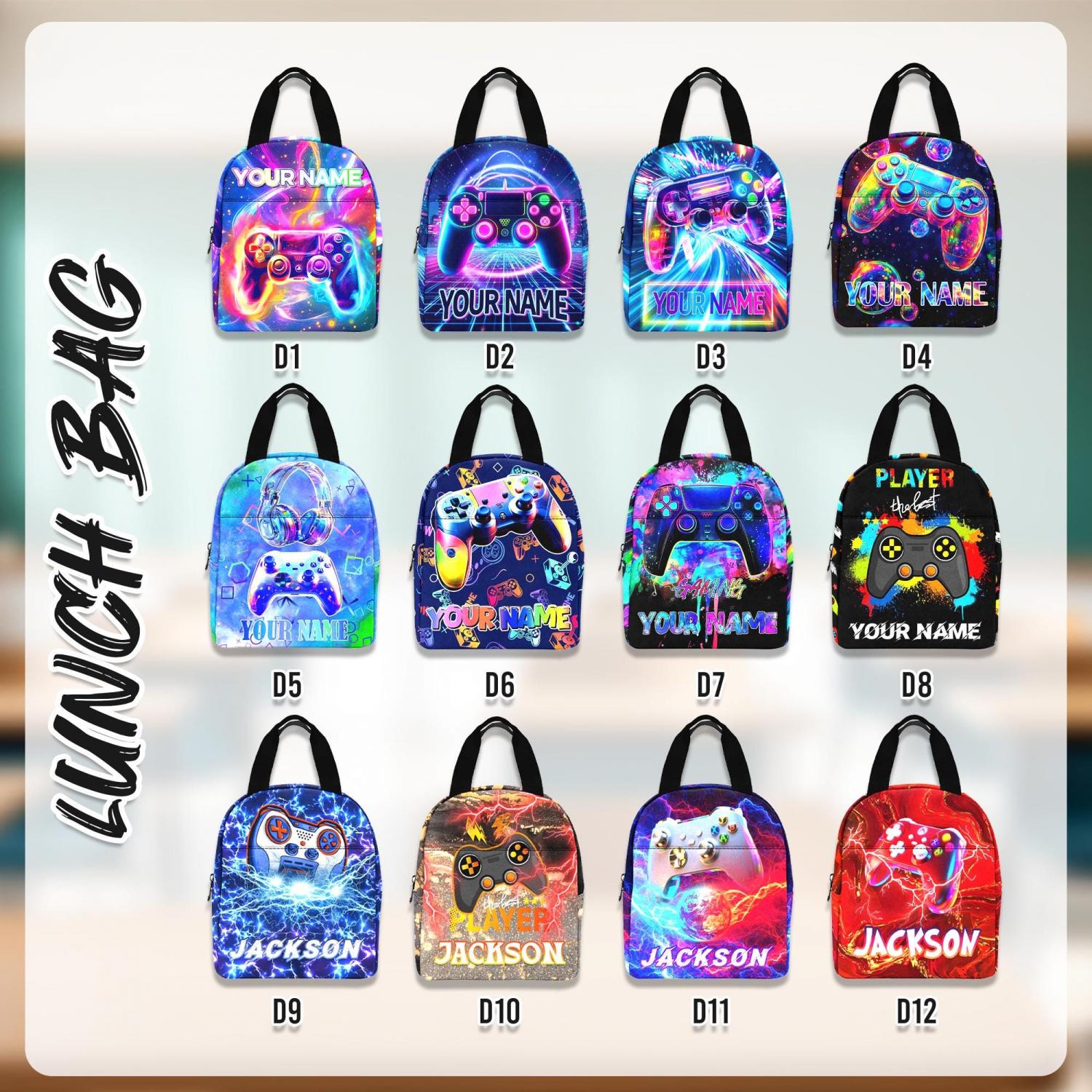 Personalized Gamer Boy Backpack: Custom Name School Bookbag