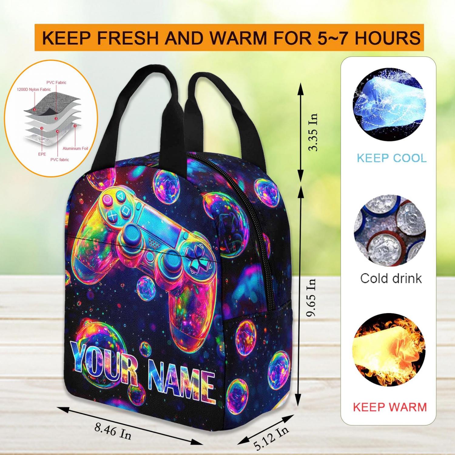 Personalized Gamer Boy Backpack: Custom Name School Bookbag