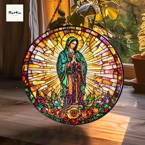 Our Lady of Guadalupe Suncatcher: Virgin Mary Faux Stained Glass Art