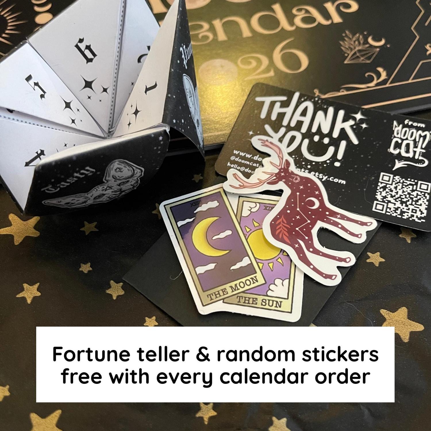 2026 Witchy Moon Calendar A4 Manifest with the Moon Goth Lunar Phases Black Gold Planner Diary Manifesting Power Magic Witch Pagan Wicca Art