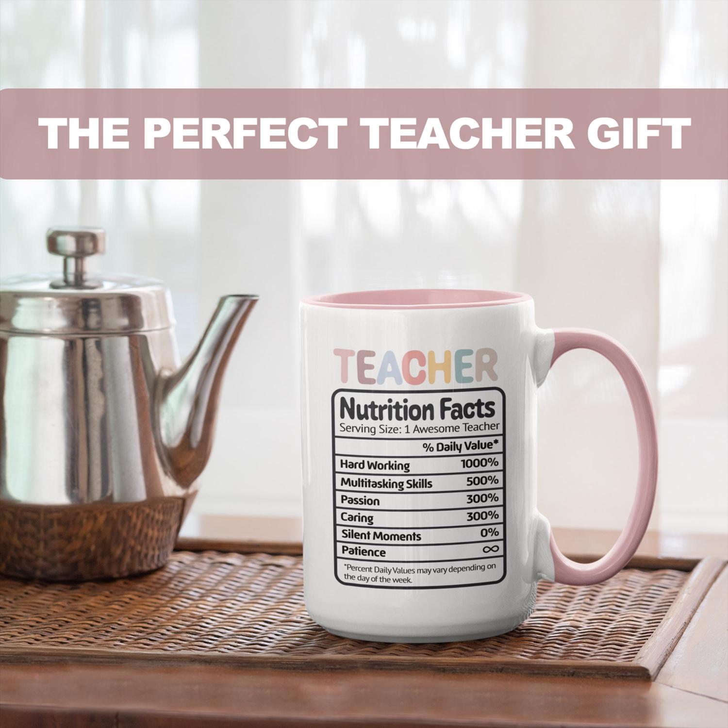 Custom Teacher Gift, Personalized Teacher Nutrition Mug, Teacher Appreciation Gift, Funny Coffee Cup for Teacher, End of Year Present