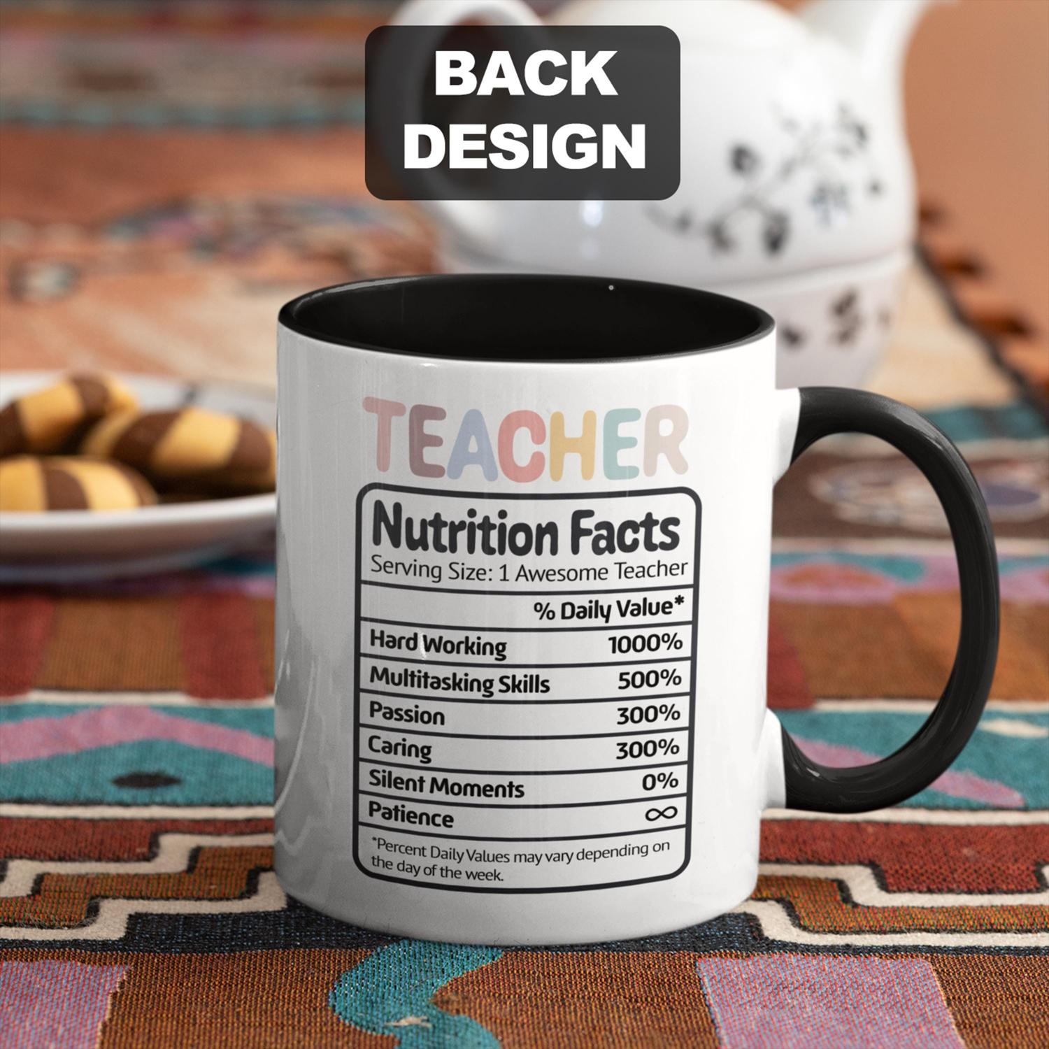 Custom Teacher Gift, Personalized Teacher Nutrition Mug, Teacher Appreciation Gift, Funny Coffee Cup for Teacher, End of Year Present