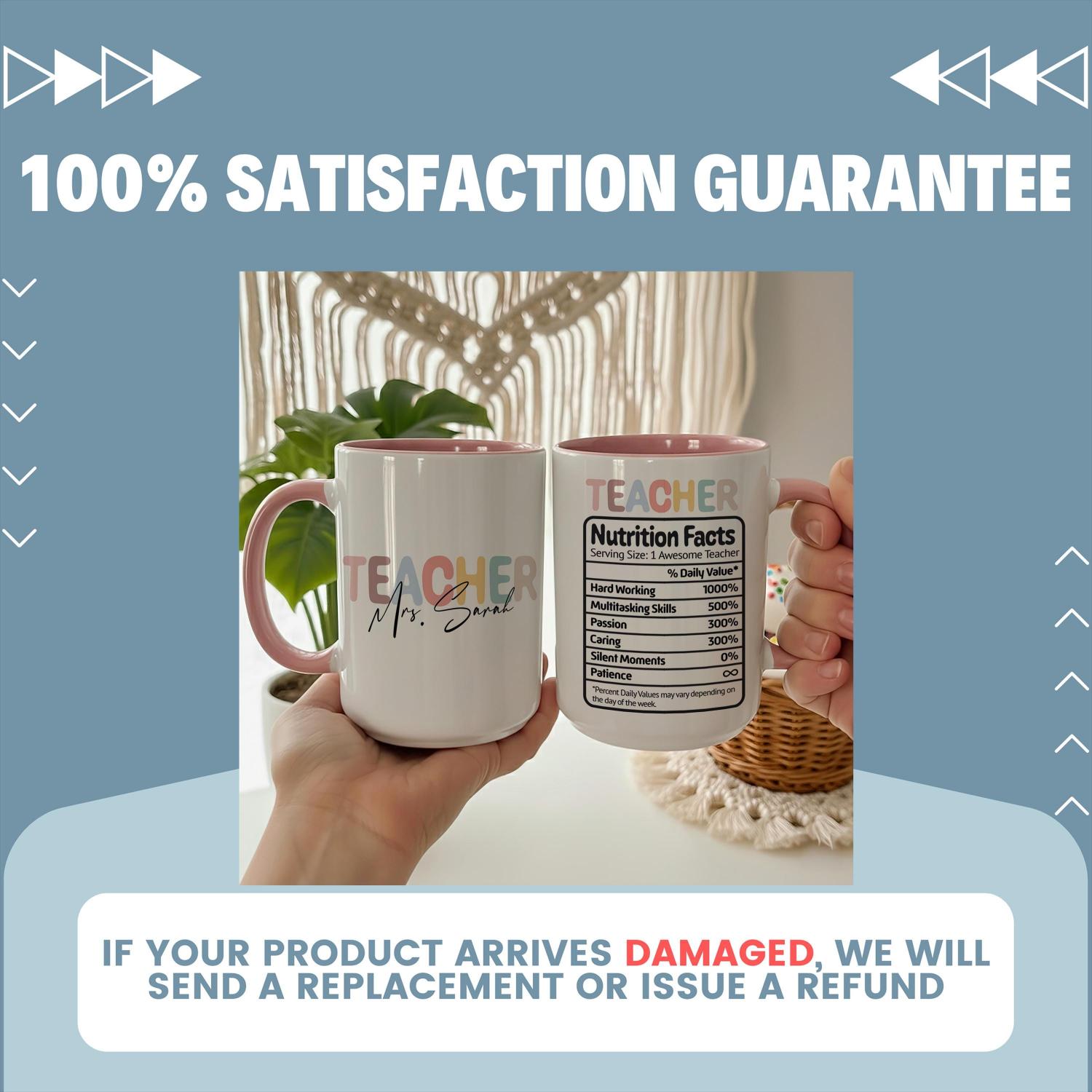 Custom Teacher Gift, Personalized Teacher Nutrition Mug, Teacher Appreciation Gift, Funny Coffee Cup for Teacher, End of Year Present