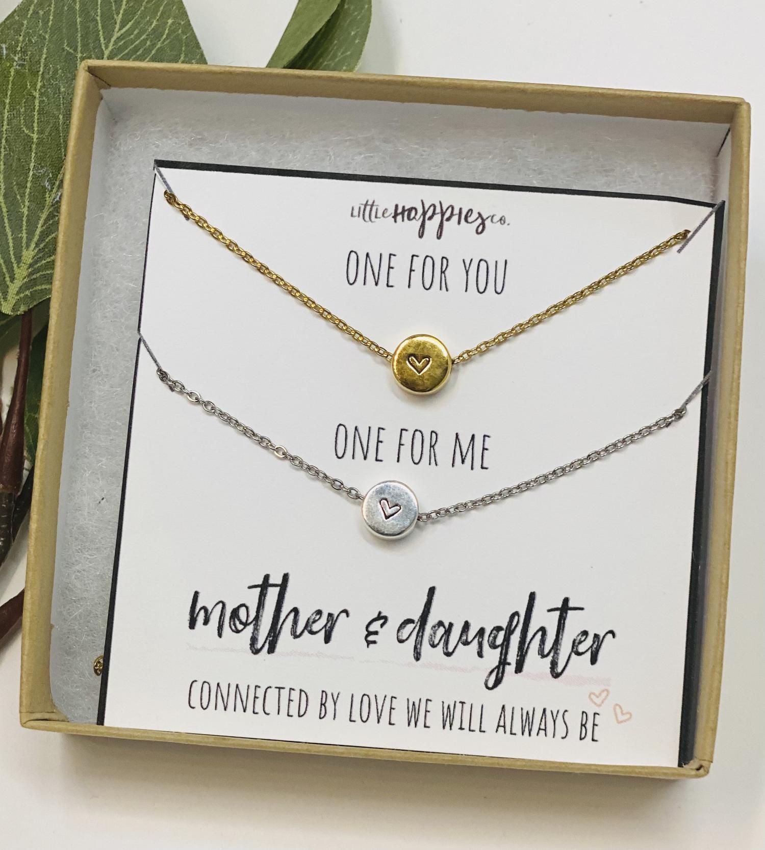Mother & Daughter Necklaces, heart necklace, gift for mom, mom jewelry, 2 necklaces, pair of necklaces, mom and daughter necklace