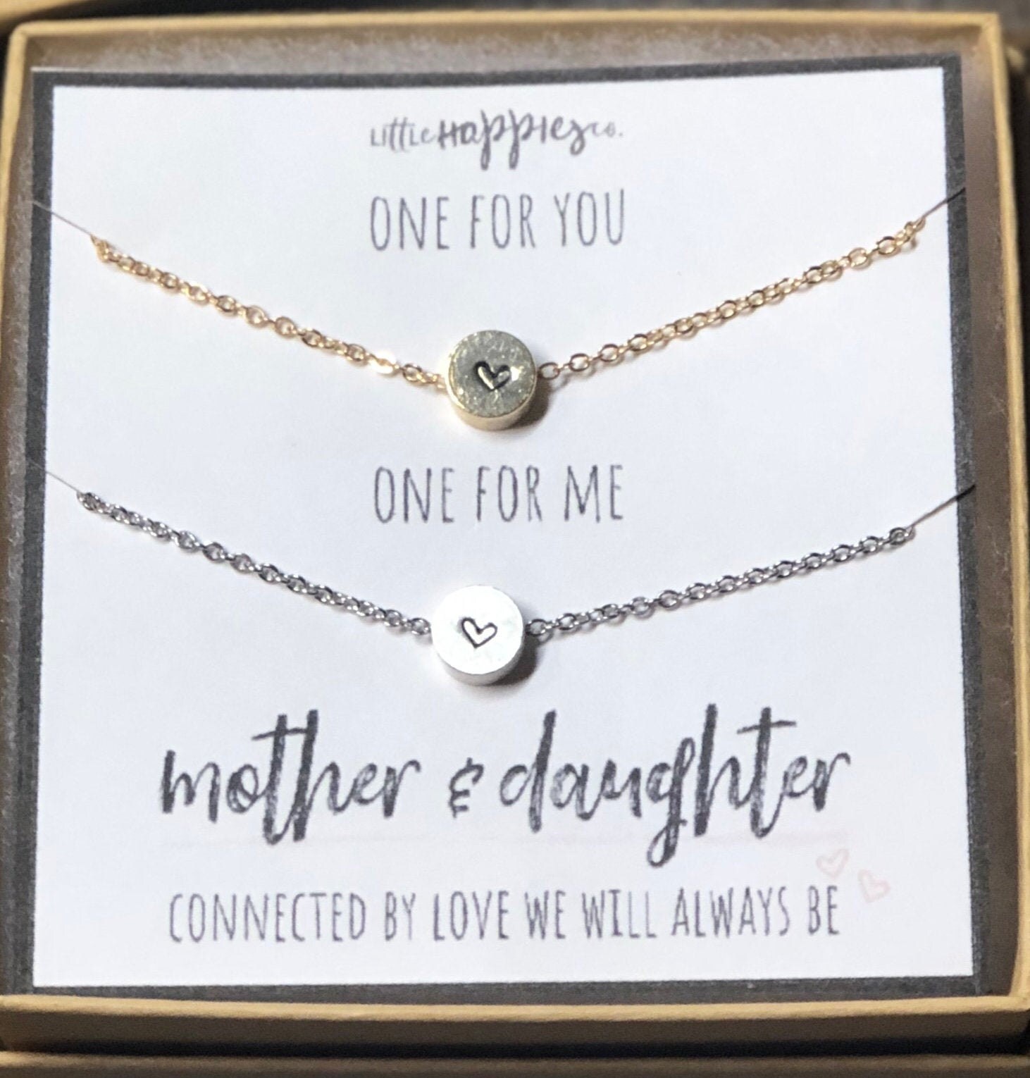 Mother & Daughter Necklaces, heart necklace, gift for mom, mom jewelry, 2 necklaces, pair of necklaces, mom and daughter necklace