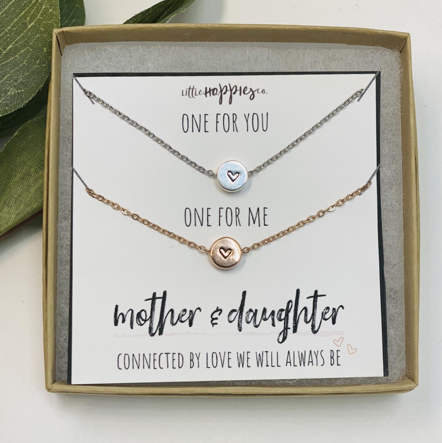 Mother & Daughter Necklaces, heart necklace, gift for mom, mom jewelry, 2 necklaces, pair of necklaces, mom and daughter necklace