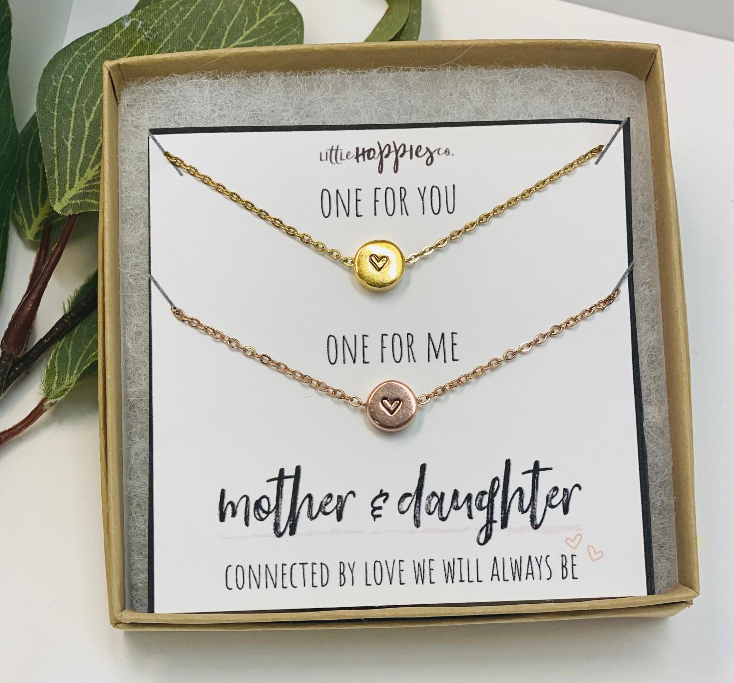 Mother & Daughter Necklaces, heart necklace, gift for mom, mom jewelry, 2 necklaces, pair of necklaces, mom and daughter necklace