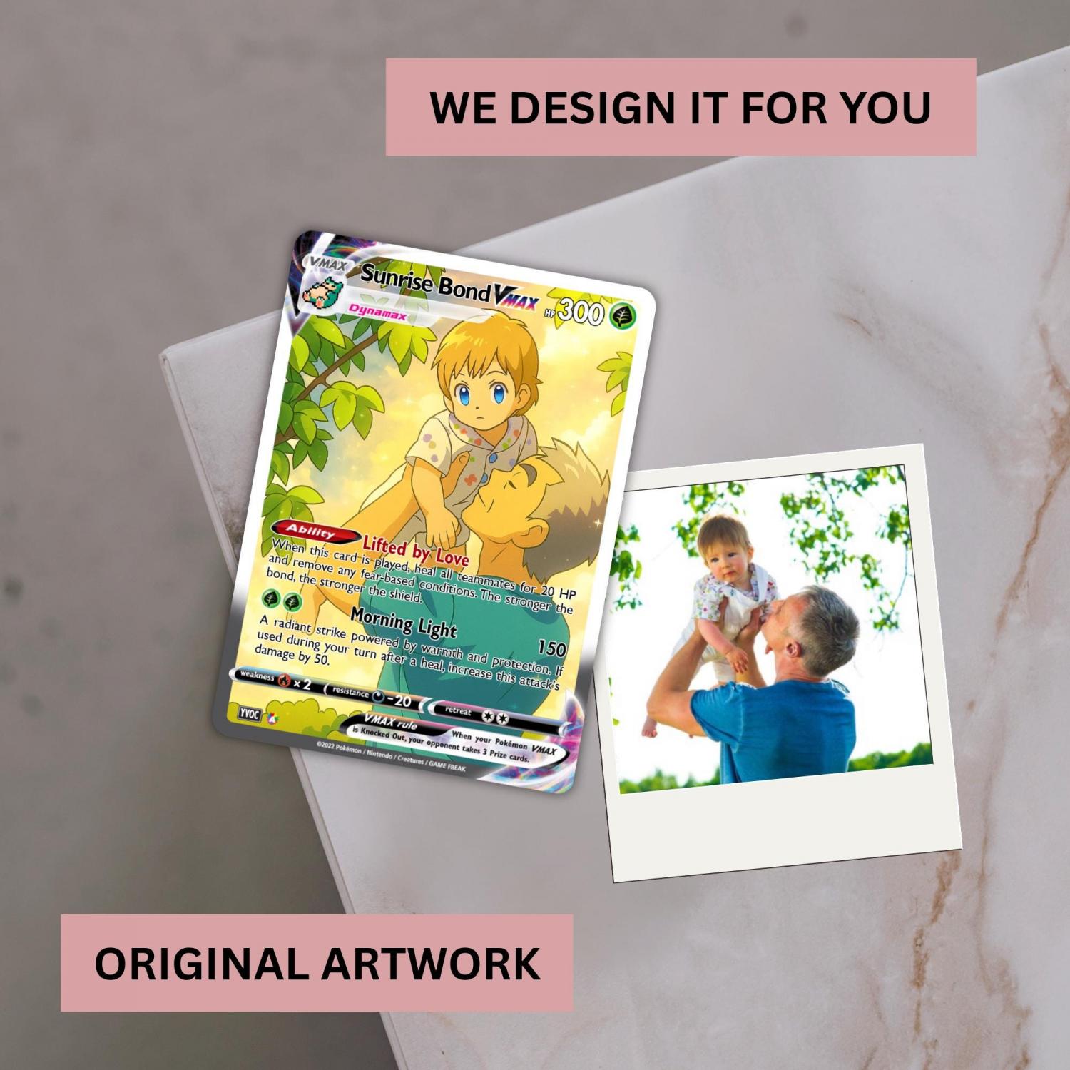 Custom Pokémon-Inspired Couple Keepsake Wedding & Anniversary Photo to Holo Card