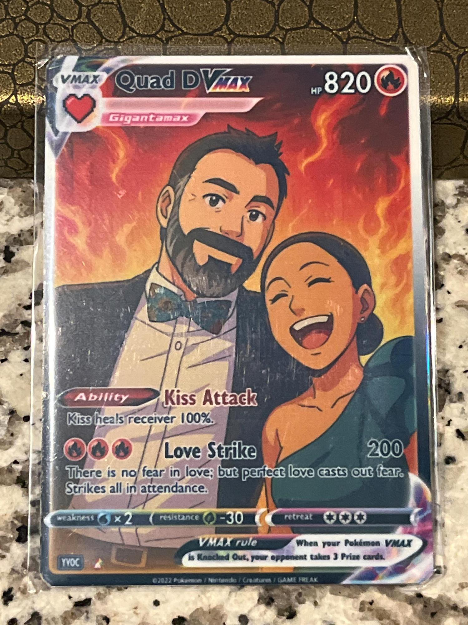Custom Pokémon-Inspired Couple Keepsake Wedding & Anniversary Photo to Holo Card