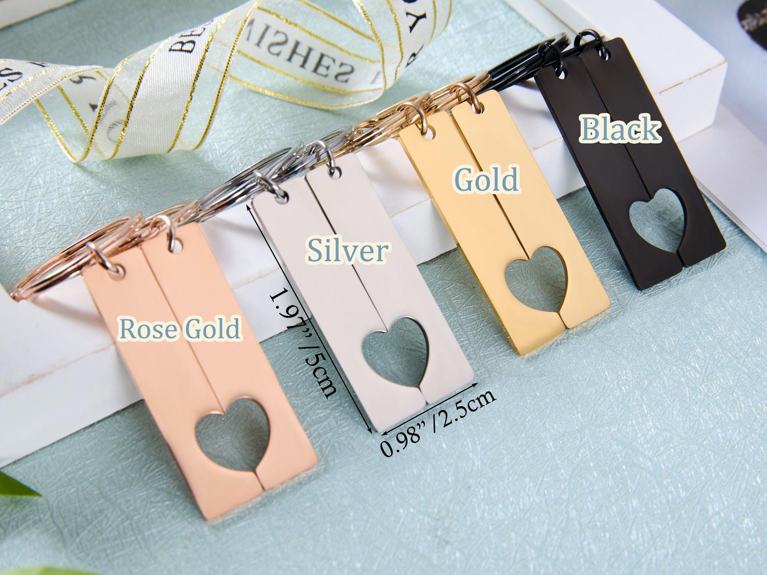 Personalized 2 Pcs Matching Couple Keyring Couple Keychain Set Custom Heart Keychain Gift For Him Valentine's Day Gift For Boyfriend/Husband