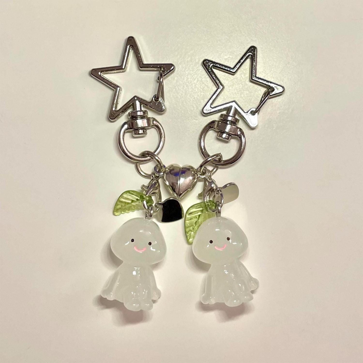 Custom Initial Magnetic Matching Man Keychain, Glow in the Dark Figure Duo Set, Cute Gifts for Best Friend, Him, Her, Boyfriend, Girlfriend