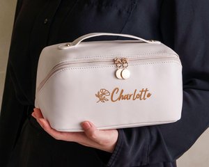 Embroidered Makeup Bag with Name, Wedding Bridesmaids Gift, Personalized Cosmetics Travel Storage Organizer,Custom Travel Makeup Bag for Her