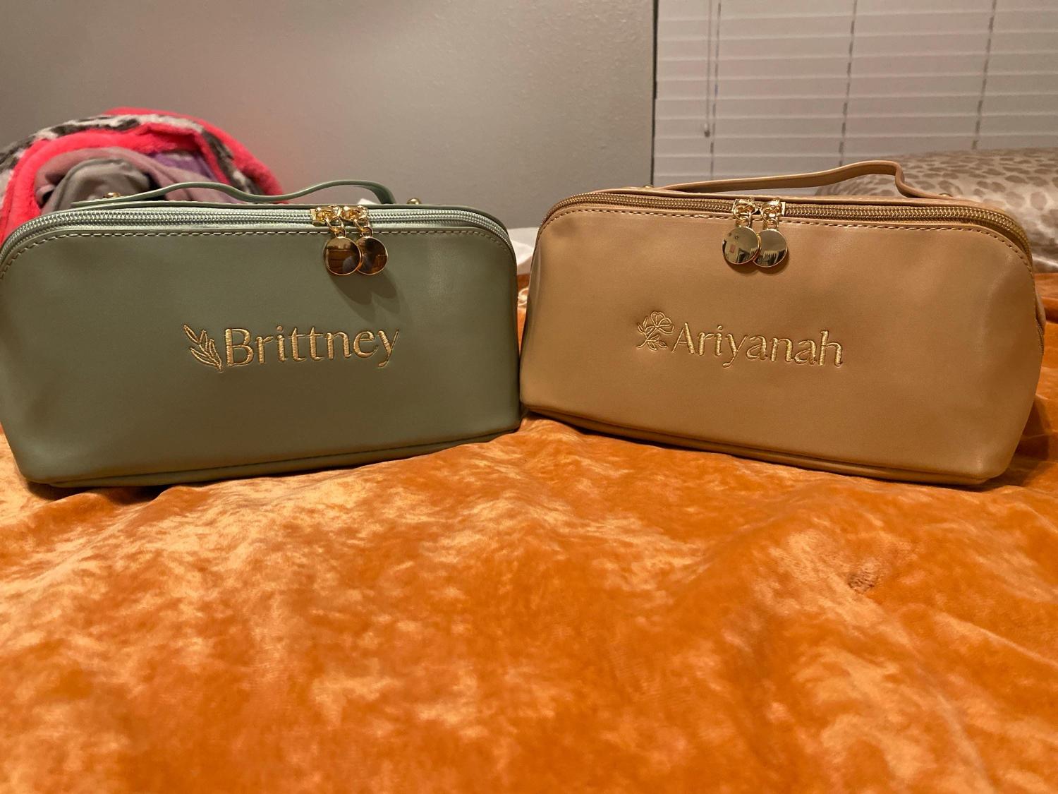 Embroidered Makeup Bag with Name, Wedding Bridesmaids Gift, Personalized Cosmetics Travel Storage Organizer,Custom Travel Makeup Bag for Her