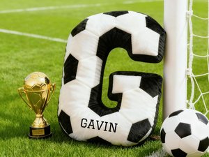 Personalized Soccer Letter Pillow,Custom Initial Pillow with name,Football Lover Player Fans Gift,2026 World Cup Gift for Soccer Players