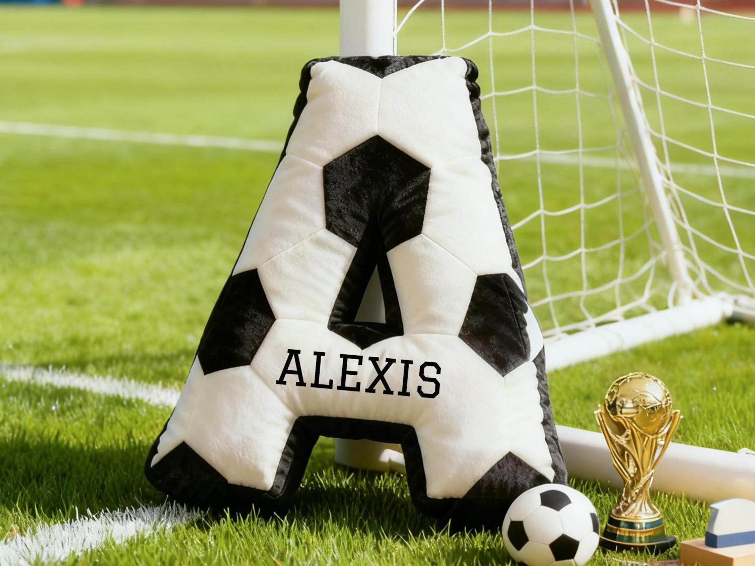 Personalized Soccer Letter Pillow,Custom Initial Pillow with name,Football Lover Player Fans Gift,2026 World Cup Gift for Soccer Players
