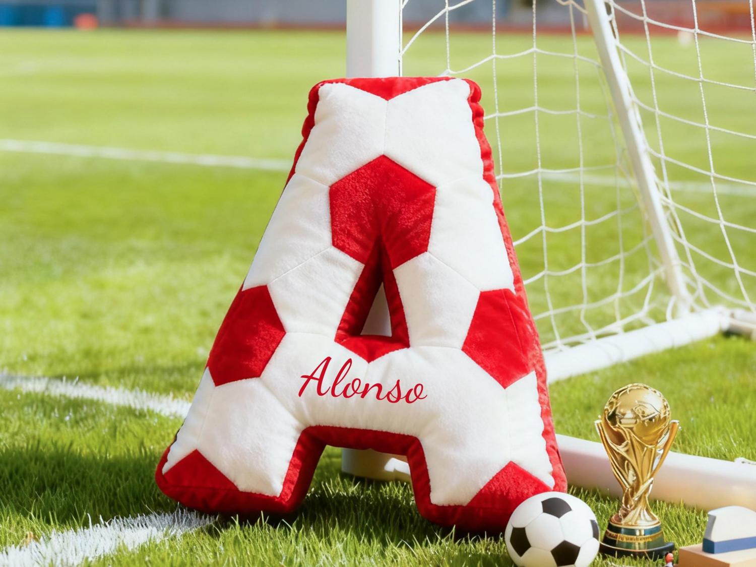 Personalized Soccer Letter Pillow,Custom Initial Pillow with name,Football Lover Player Fans Gift,2026 World Cup Gift for Soccer Players