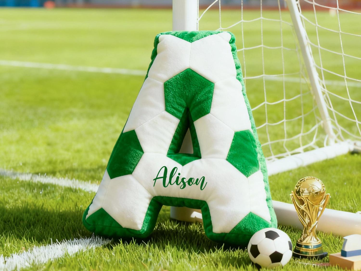 Personalized Soccer Letter Pillow,Custom Initial Pillow with name,Football Lover Player Fans Gift,2026 World Cup Gift for Soccer Players