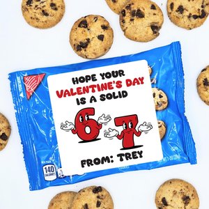 Classroom Valentine Sticker – 67 Valentines, Funny Valentine Tags for Boys, Six Seven Trend, Gen Z Valentines, School Party Favors