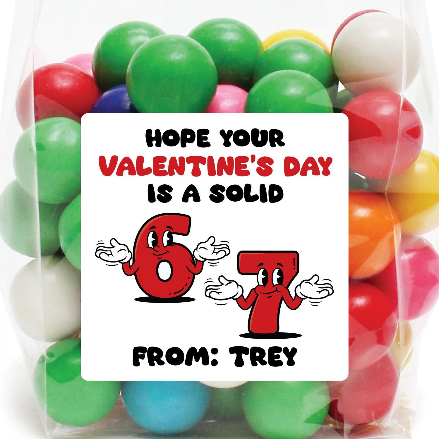 Classroom Valentine Sticker – 67 Valentines, Funny Valentine Tags for Boys, Six Seven Trend, Gen Z Valentines, School Party Favors