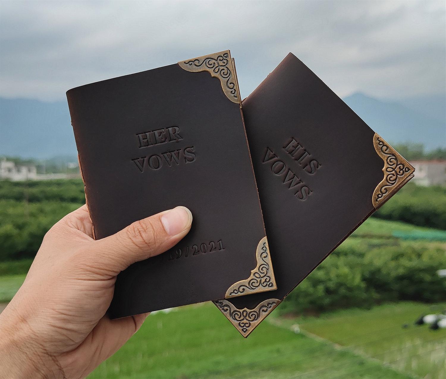 Leather Vow Book, Personalized Wedding Vow Books Set of 2, Customized Wedding Vows keepsake. Personalized Gift, Bride and Groom Vows