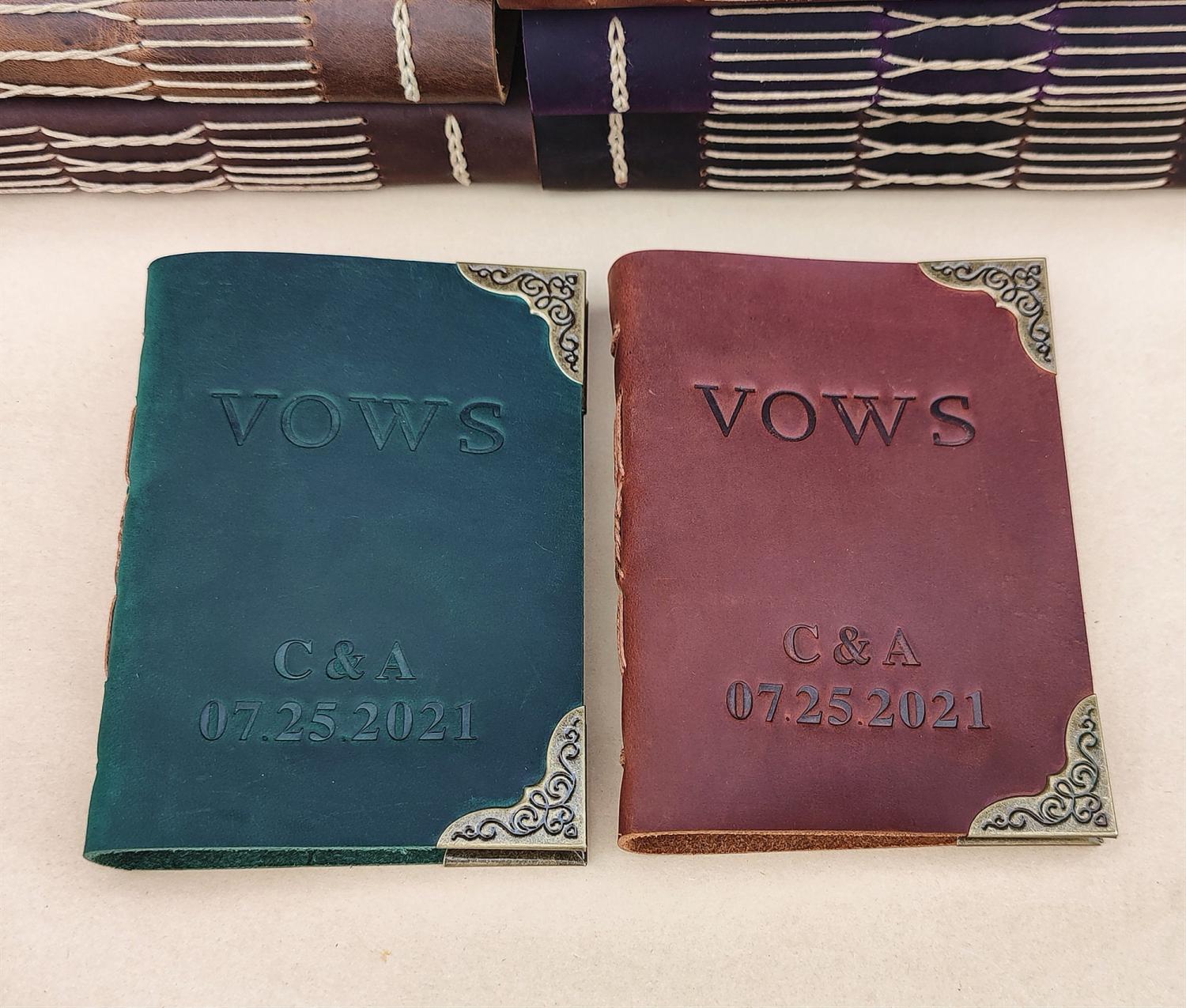 Leather Vow Book, Personalized Wedding Vow Books Set of 2, Customized Wedding Vows keepsake. Personalized Gift, Bride and Groom Vows
