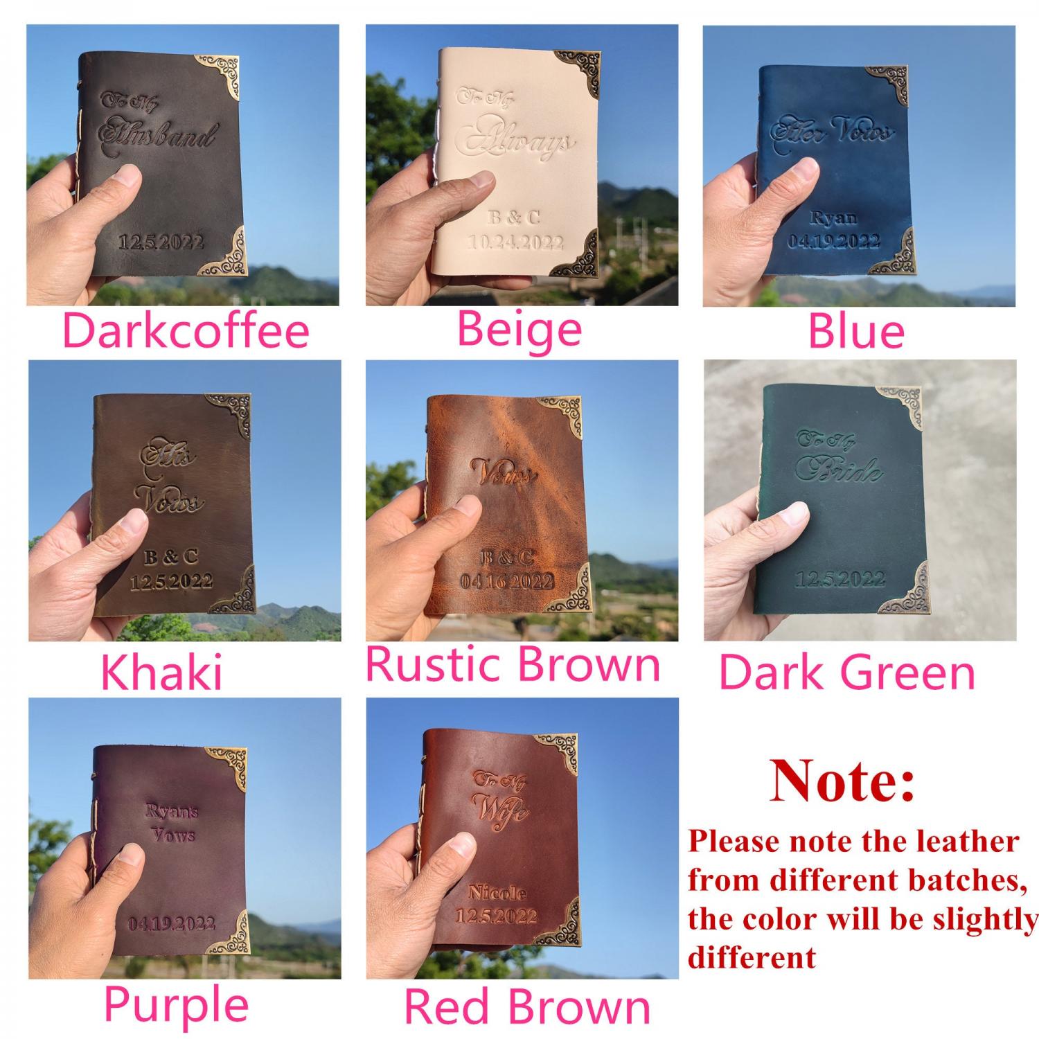 Leather Vow Book, Personalized Wedding Vow Books Set of 2, Customized Wedding Vows keepsake. Personalized Gift, Bride and Groom Vows