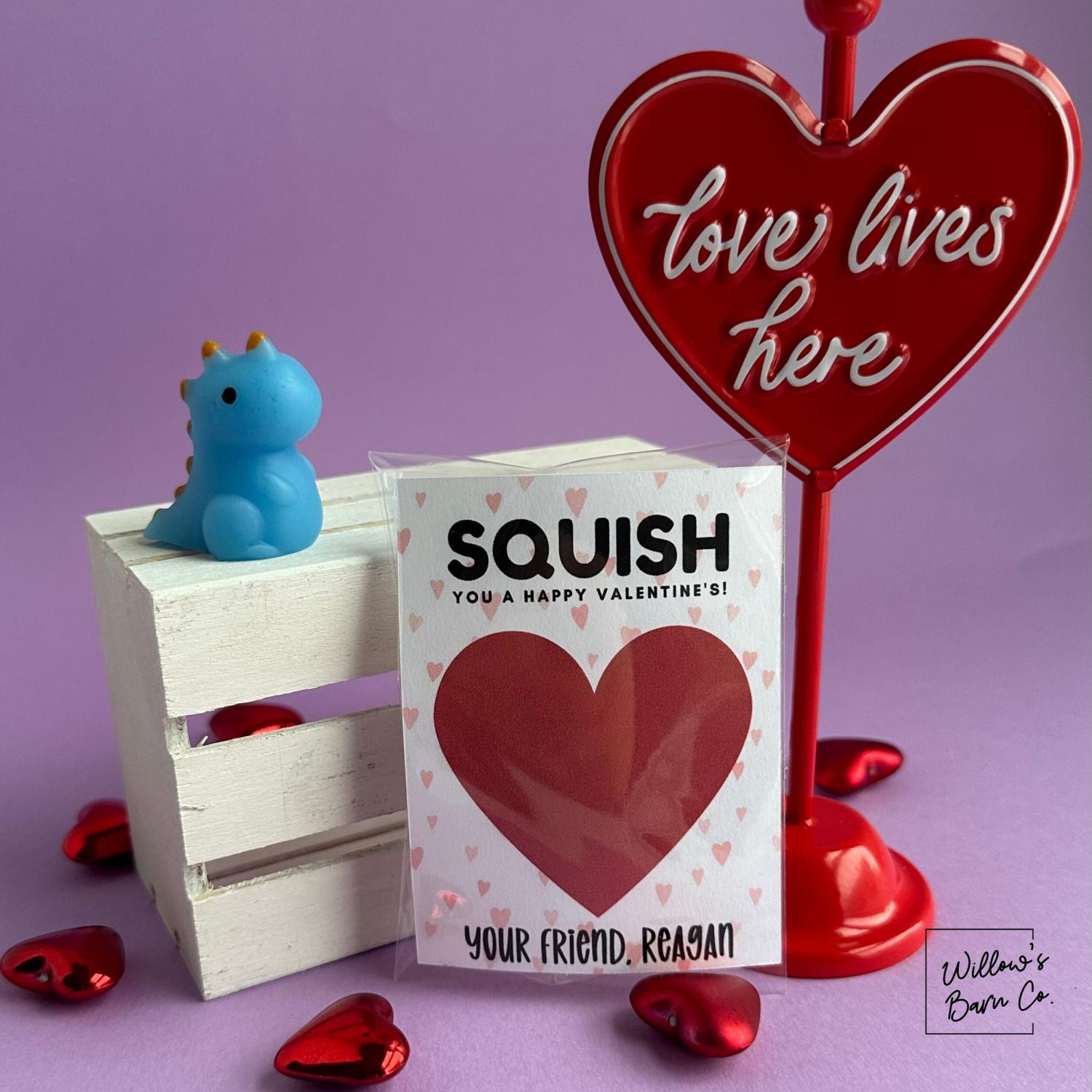 Squish Valentine Cards for Kids | Non Candy Classroom Valentines with Squishy Toy | Cute School Valentines | 4 Year Best Seller