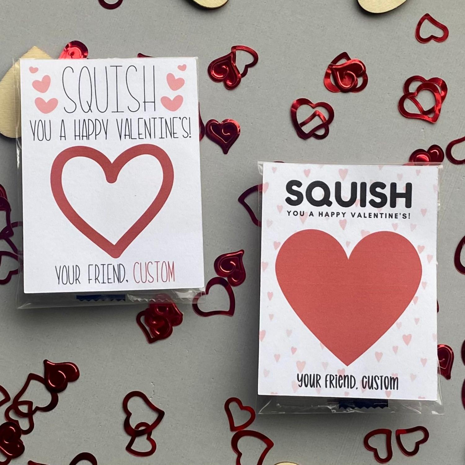 Squish Valentine Cards for Kids | Non Candy Classroom Valentines with Squishy Toy | Cute School Valentines | 4 Year Best Seller