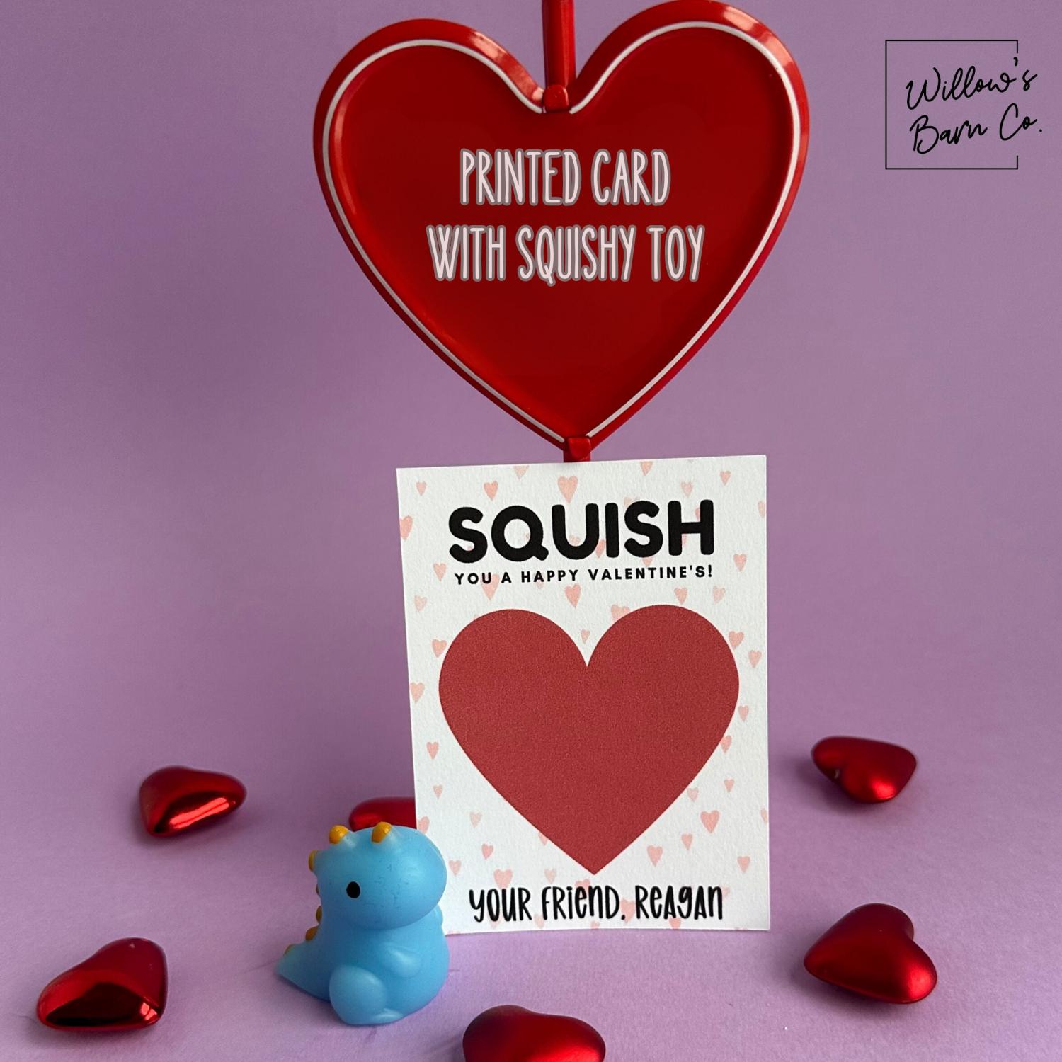 Squish Valentine Cards for Kids | Non Candy Classroom Valentines with Squishy Toy | Cute School Valentines | 4 Year Best Seller