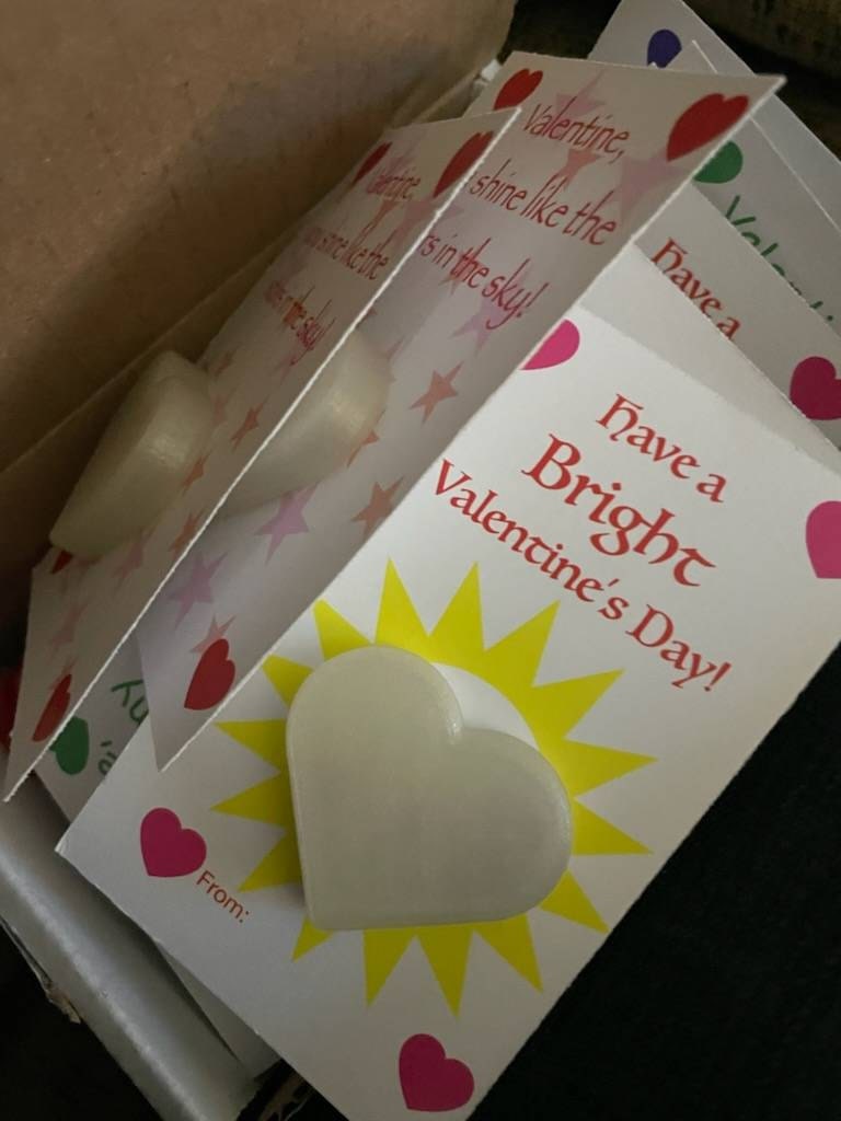 Valentine Cards with Glow in the Dark Heart Shakers, Glow Valentine Card, Light up Valentine, Valentines with Toys, Valentines with Gifts