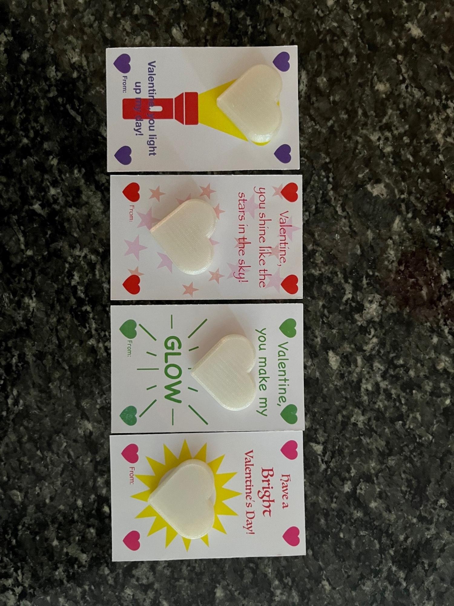 Valentine Cards with Glow in the Dark Heart Shakers, Glow Valentine Card, Light up Valentine, Valentines with Toys, Valentines with Gifts