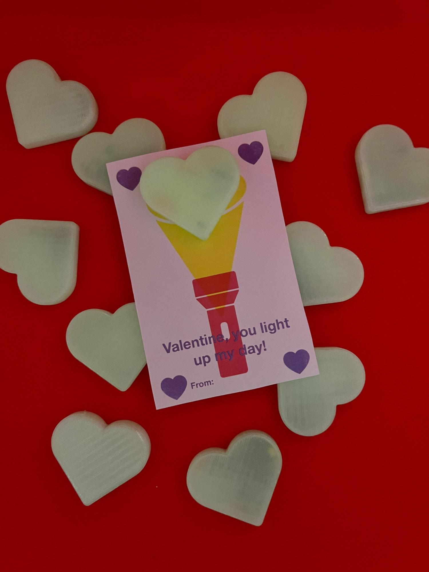 Valentine Cards with Glow in the Dark Heart Shakers, Glow Valentine Card, Light up Valentine, Valentines with Toys, Valentines with Gifts