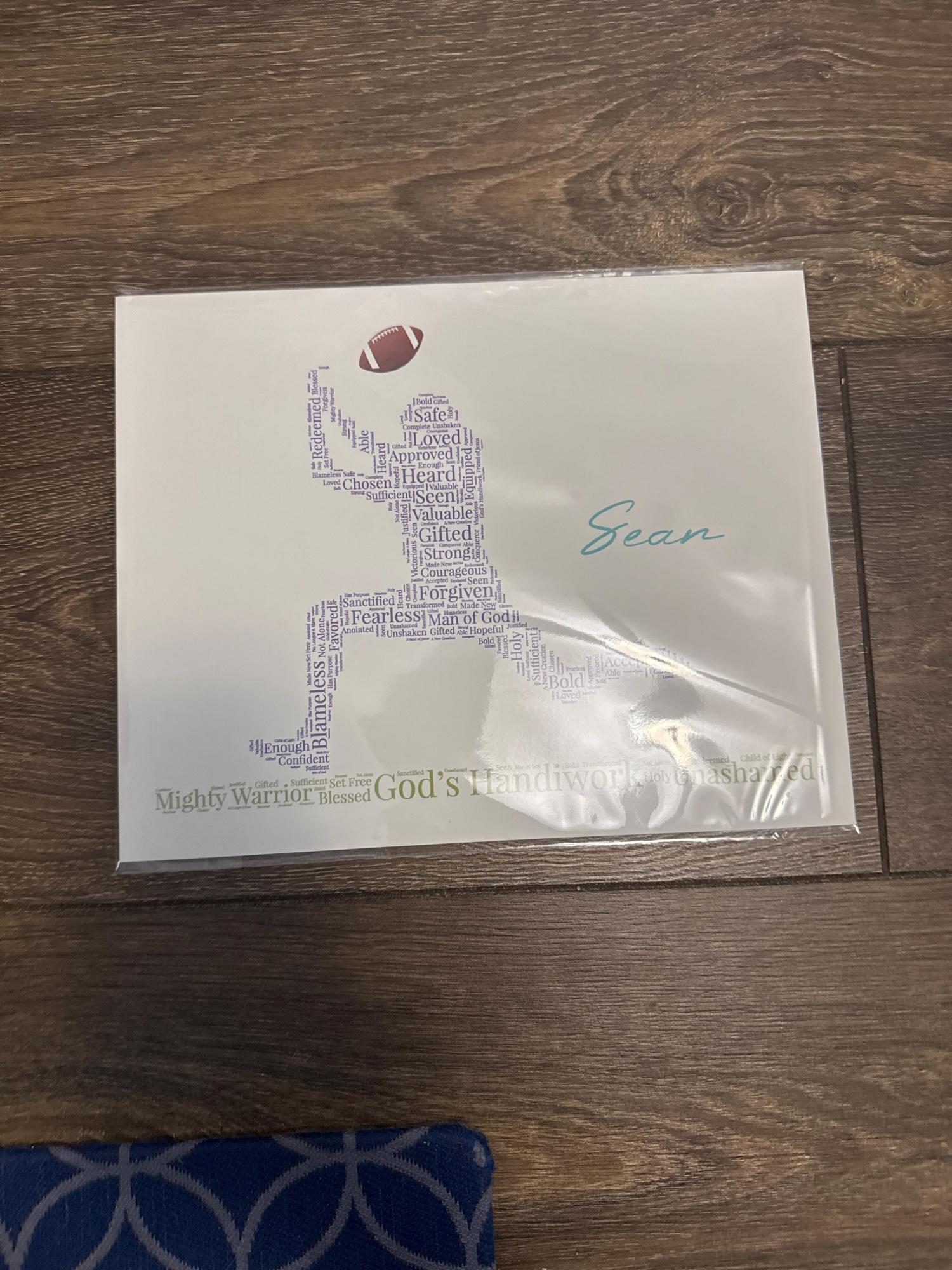 Personalized Football Word Art, Religious Sports Wall Art, Football Player Print, Custom Football Player Gift, Christian Athlete Artwork