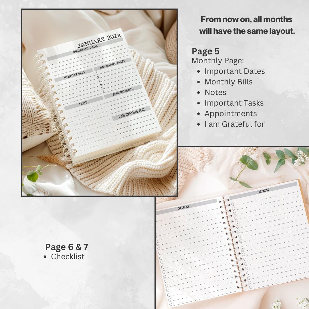 2026 Start Any Month 12 Months Personalized Monthly Planner with Lined Pages - Girl Boss Planner - Budget Planner -  2026  Dated Calendar