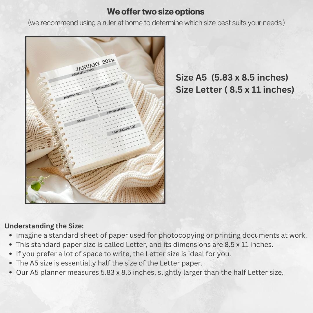 2026 Start Any Month 12 Months Personalized Monthly Planner with Lined Pages - Girl Boss Planner - Budget Planner -  2026  Dated Calendar