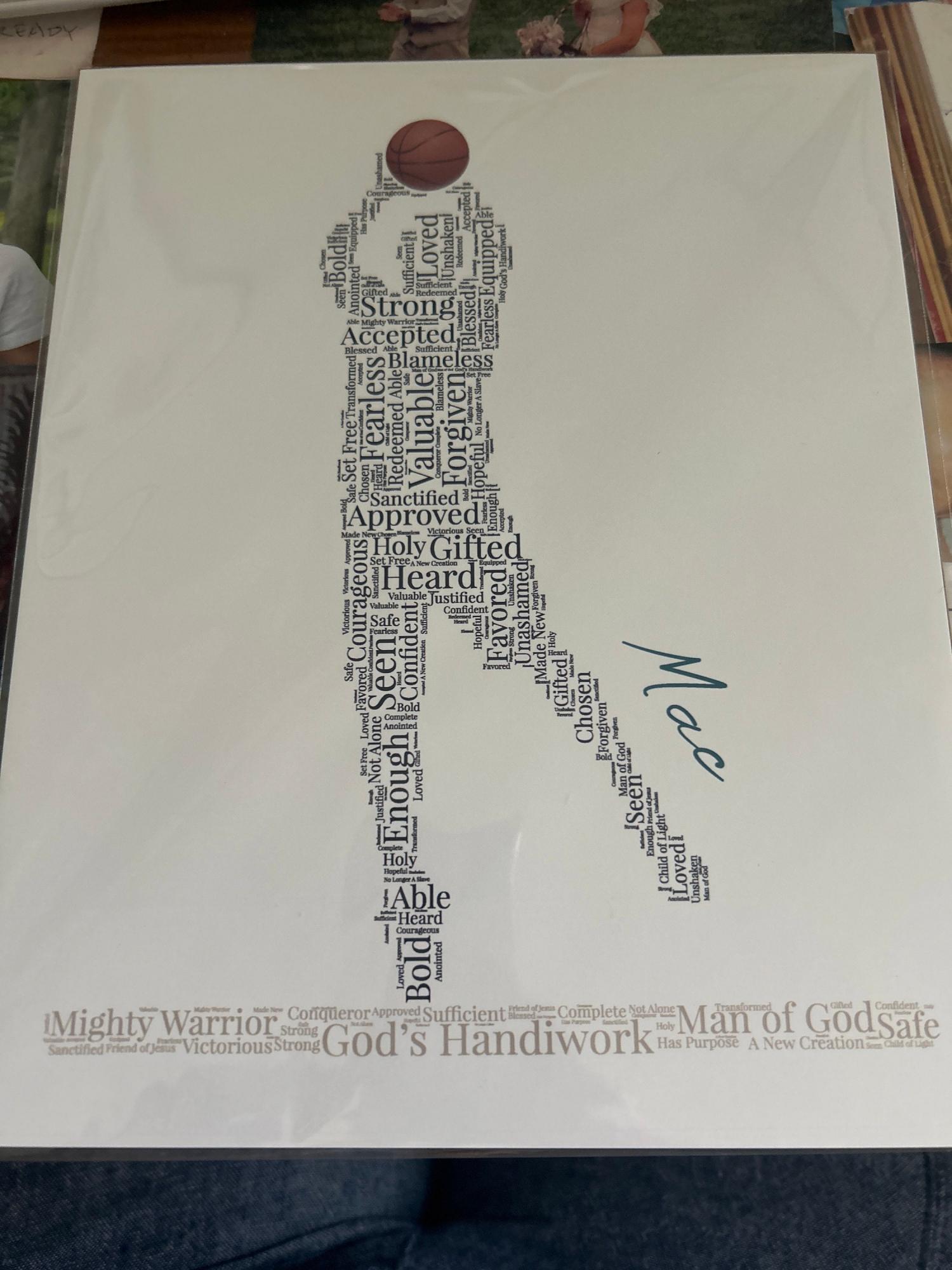 Male Basketball Player Word Art, Personalized Christian Athlete Sign, Inspirational Sports Wall Art, Basketball Player Gift