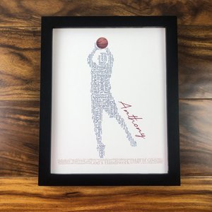 Male Basketball Player Word Art, Personalized Christian Athlete Sign, Inspirational Sports Wall Art, Basketball Player Gift